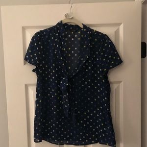 Tie front polka dot shirt